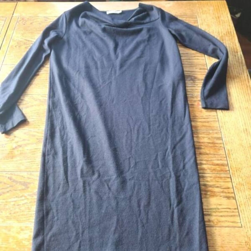Jill Sander black wool knotted neck dress